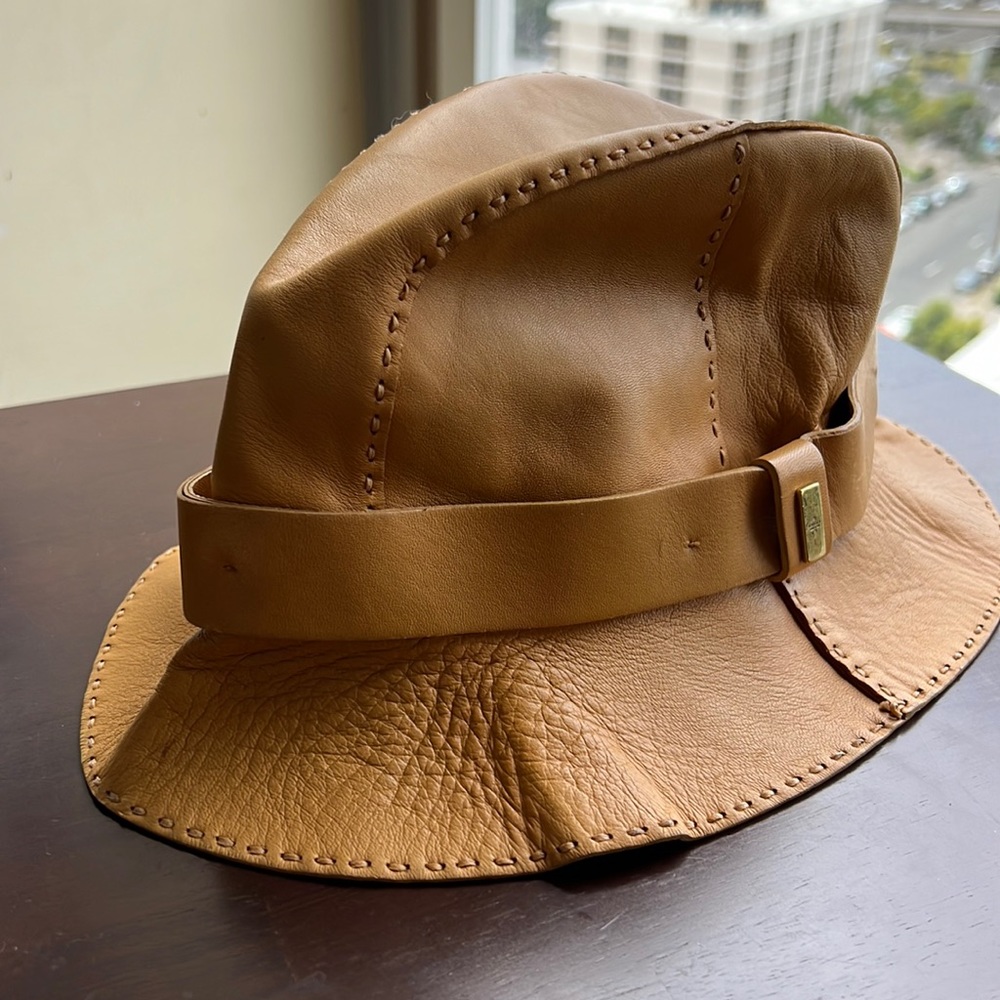 Vintage Gucci Leather Bucket Hat, Small